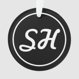 Coole Retro-Moderne Monogramm | Schwarz/Weiß Ornament