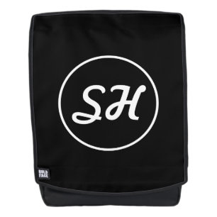 Coole Retro-Moderne Monogramm Schwarz/Weiß Rucksack