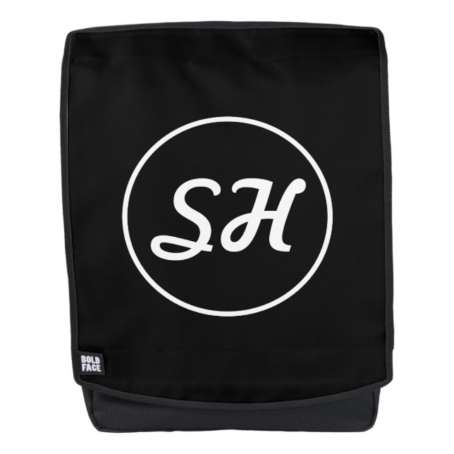Coole Retro-Moderne Monogramm | Schwarz/Weiß Rucksack (Vorderseite)