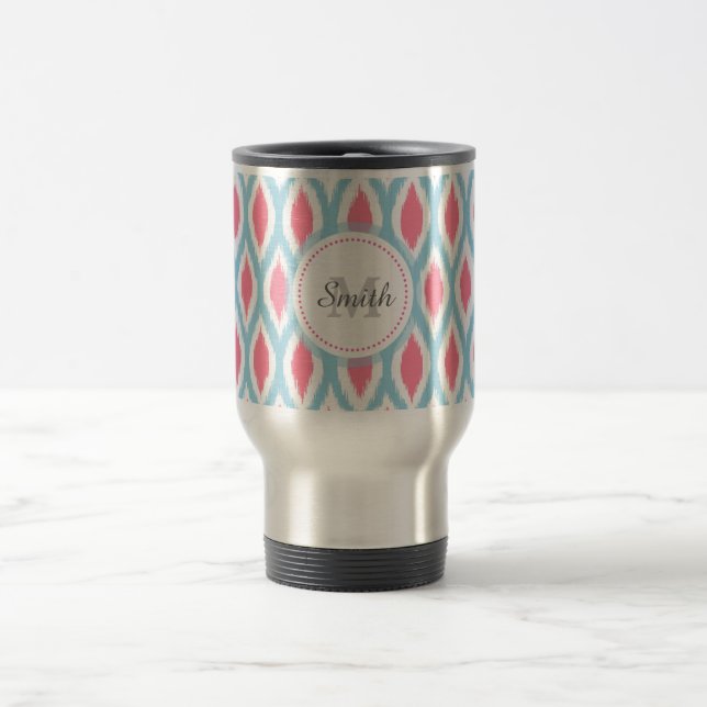 Coole Retro-Monogramm-Ornament-geometrische Kurve  Reisebecher (Mittel)