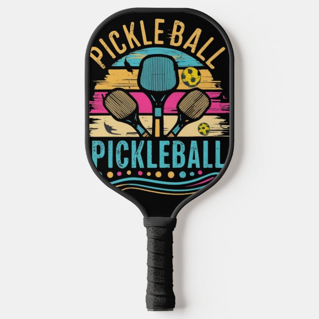 Coole Retro-Pickleball-Paddle und Abstraktes Netz Pickleball Schläger (Vorderseite)