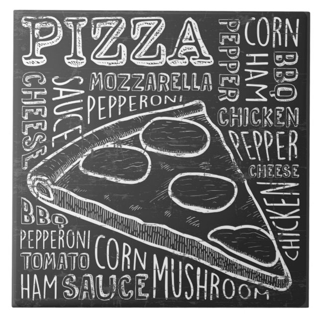 Coole Retro-Pizza-Zuhause Fliese (Vorderseite)