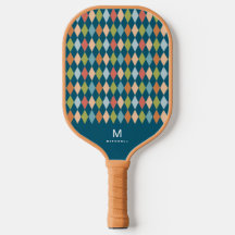 Coole Retro-Raute Diamanten Aquamarin Monogramm