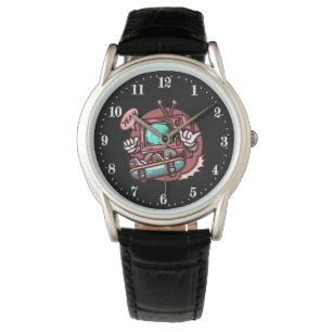coole Retro-Skateboarder Armbanduhr