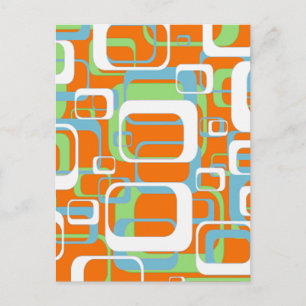 Coole Retro-Sofas, grün, orange und weiß Postkarte