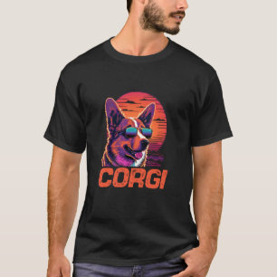 Coole Retro-Sonnenbrille Corgi-Hund T-Shirt