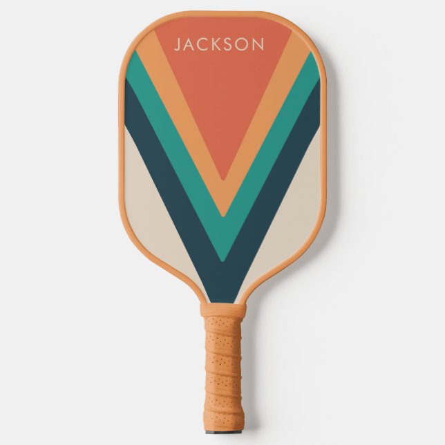 Coole Retro Streifen Personalisiert Pickleball Schläger (Vorderseite)