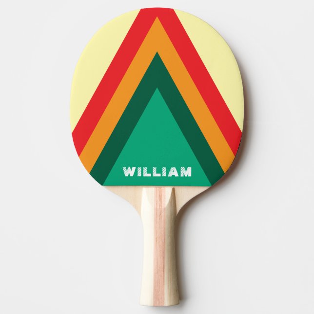 Coole Retro Streifen Personalisiert Ping Pong Tischtennis Schläger (Vorderseite)