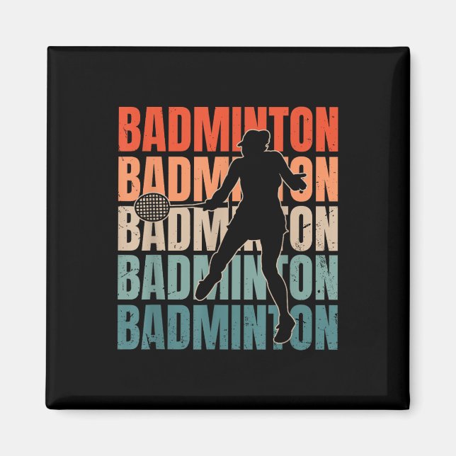 Coole Retro Text Silhouette Badminton Magnet (Vorne)