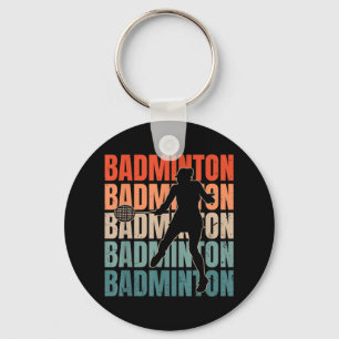 Coole Retro Text Silhouette Badminton Schlüsselanhänger