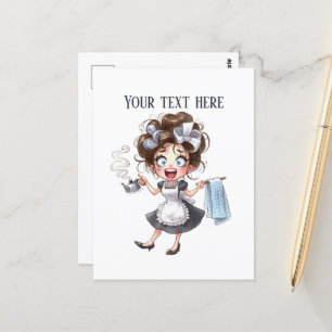 Coole Retro-Vintage-Dame Text hinzufügen  Postkarte