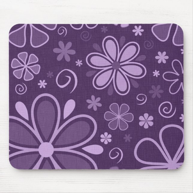 Coole Retro-violette Blumen Mousepad (Vorne)