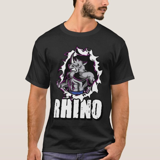 Coole Rhino-Fitness-Bodybuilding T-Shirt (Vorderseite)