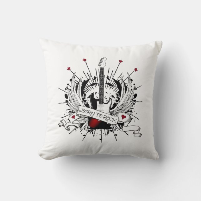 Coole Rock und Roll Kids Gitarre Geboren für Rock  Kissen (Vorderseite)