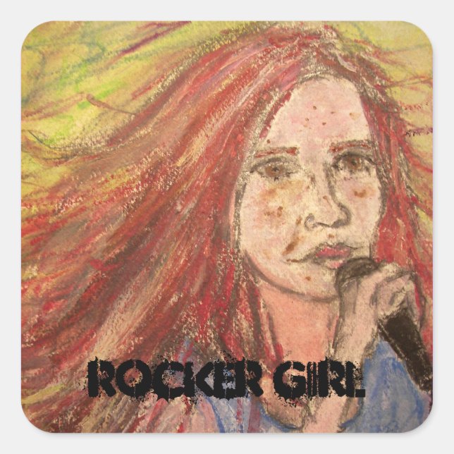 Coole Rocker-Girl Quadratischer Aufkleber (Vorderseite)