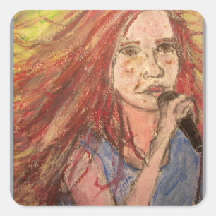 Coole Rocker-Girl Quadratischer Aufkleber