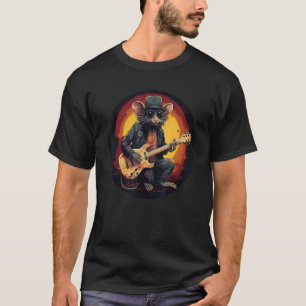Coole Rock'n Roll-Ratte mit Sonnenbrille für E-Git T-Shirt