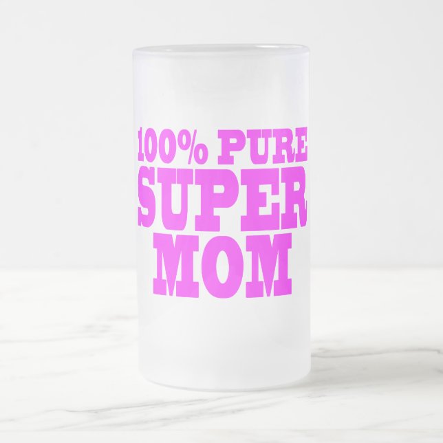 Coole rosa Geschenke für Mamas: SuperMama Mattglas Bierglas (Mittel)