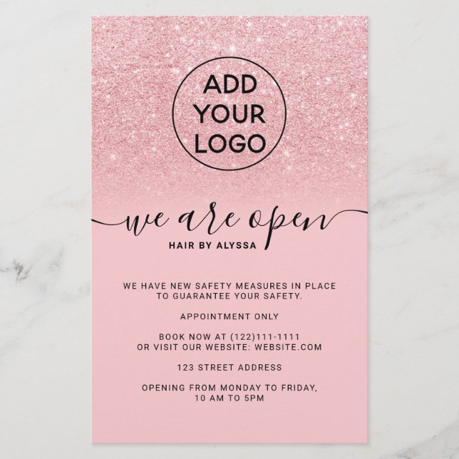 Coole Rosa Glitzer Preise Logo Wir sind offen Flye Flyer (Vorne)