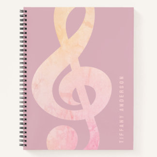 Coole Rosa Grunge Musik Art Monogram Name Notizbuch