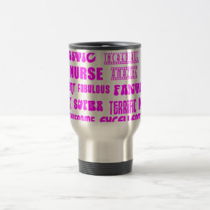 Coole rosa Krankenschwester-Positiv-Wörter des Reisebecher
