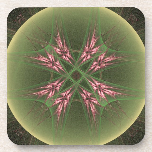 Coole rosa Kristalle im Grünen Getränkeuntersetzer (Vorderseite)