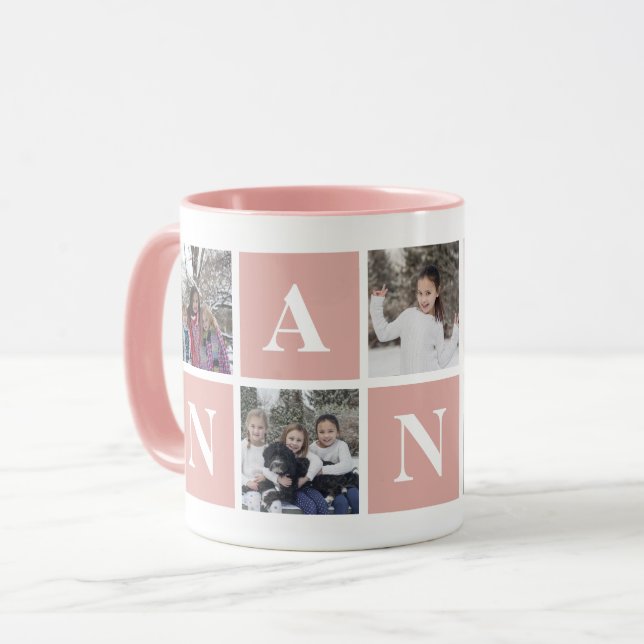 Coole Rosa und Weiß Fotolage Tasse Nanna (Vorderseite Links)