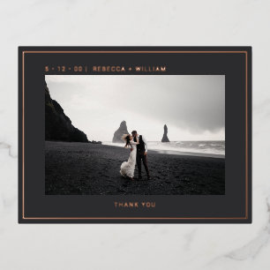 Coole Rose Gold Dunkelgrau Foto Hochzeit Vielen Da Folie Einladungspostkarte