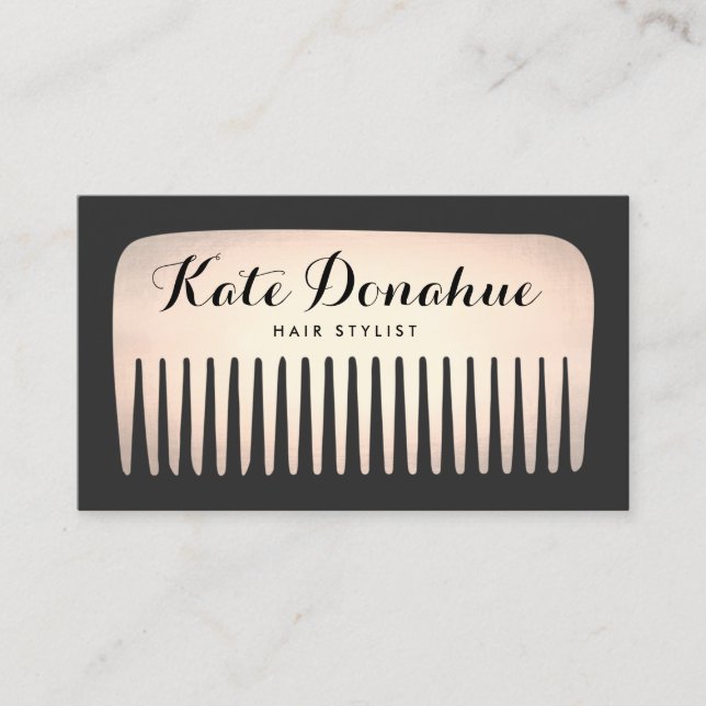 Coole Rose Goldhaar Stylist Comb Haar Salon Visitenkarte (Vorderseite)