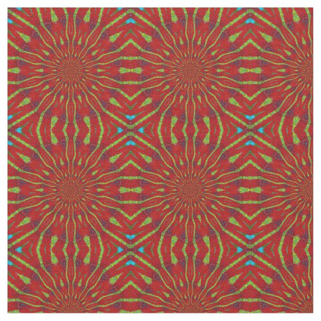 Coole rote moderne, florale Ethnic-Tribal Print Stoff (Nahaufnahme)