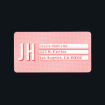 Coole Rücksendeadressen-Aufkleber in Rot und Weiß Adressaufkleber<br><div class="desc">Coole rot-weiße Etiketten mit Monogramm mit Ihren Initialen und Rücksendeadresse.</div>