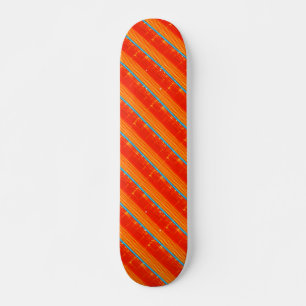 Coole rustikale blaue orange gelbe Streifen Skateboard
