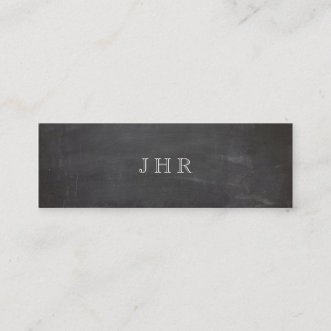 Coole Rustikale Vintage Monogramm-Schwarze Halbtaf Mini Visitenkarte (Vorderseite)