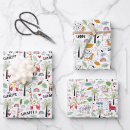 coole Safari-Dschungeltiere gefliest Geschenkpapier Set
