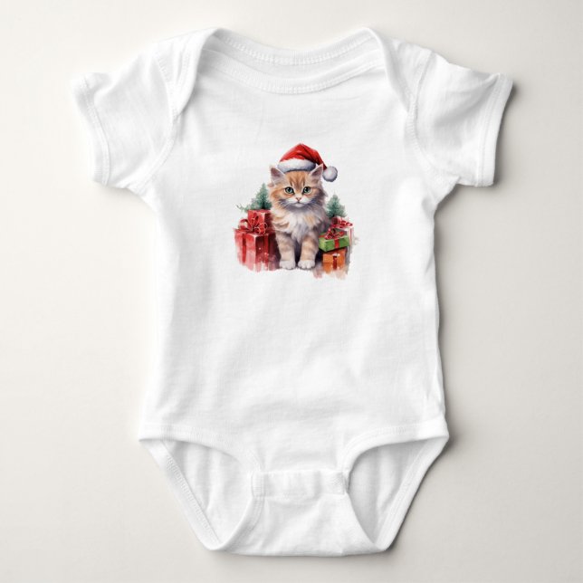 Coole Santa Cat Baby Strampler (Vorderseite)