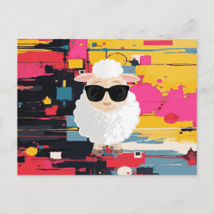 Coole Schaf-Sonnenbrille-Abstrakte-Farbfleck-Kunst Postkarte