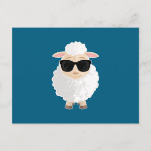 Coole Schaf-Sonnenbrille Deep Teal Einheitliche Fa Postkarte