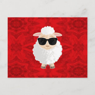Coole Schaf-Sonnenbrille Rot Abstrakte Textur Cute Postkarte