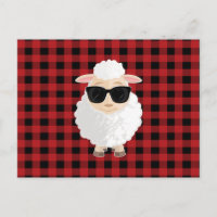 Coole Schaf-Sonnenbrille Rot Gingham Niedlich Cart