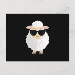 Coole Schaf-Sonnenbrille schwarzer Hintergrund süß Postkarte