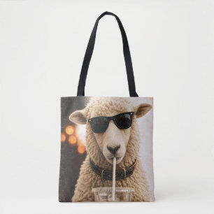 Coole Schafe trinken eisgekühlten Kaffee Tasche