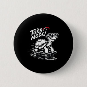 Coole Schildkröte auf Skateboard Funny Turbo Vinta Button