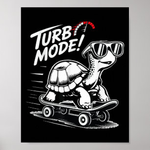 Coole Schildkröte auf Skateboard Funny Turbo Vinta Poster