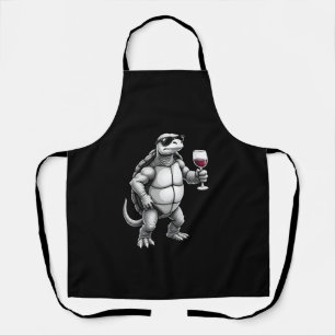 coole Schildkröte trinkt roten Wein Kunstprint_1 ( Schürze
