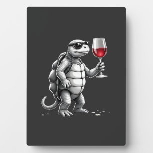 coole Schildkröte trinkt Rotwein Kunstprint_1 (2) Fotoplatte