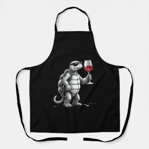 coole Schildkröte trinkt Rotwein Kunstprint_1 (2) Schürze