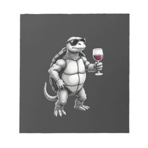 coole Schildkröte trinkt Rotwein Kunstprint_1 (3) Notizblock
