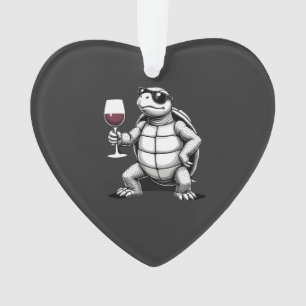 coole Schildkröte trinkt Rotwein Kunstprint_1 (4) Ornament