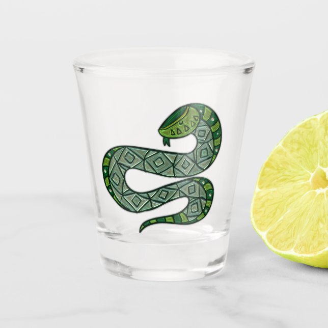 Coole Schlange metallisierte Stammes- Kunst Schnapsglas (Vorderseite)