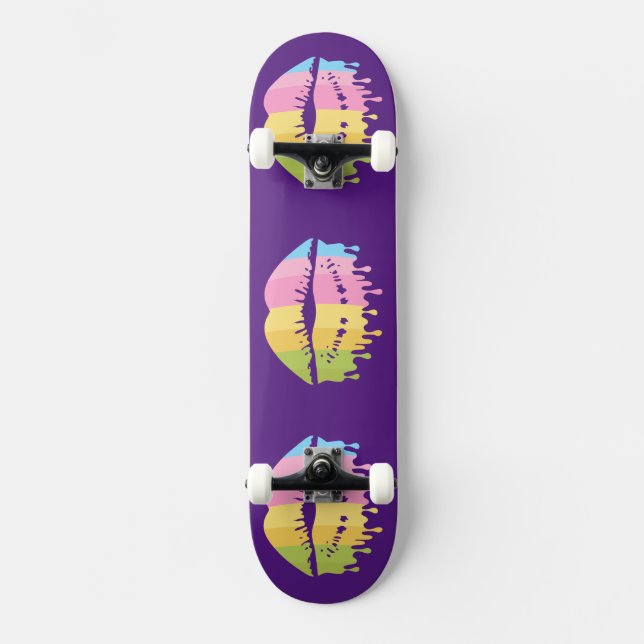 Coole Schmelzen der Lippen Skateboard (Vorderseite)